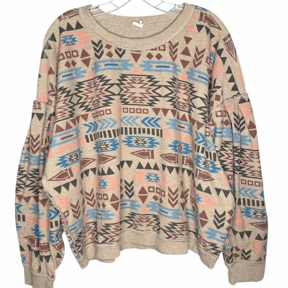 Ariat Tops - Ariat Women Aztec Reversible Pullover Sweatshirt XL Rainbow Vista Brazil Nut